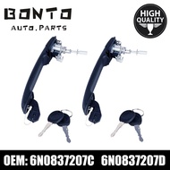 BONTO 1 set Car Front Right Left Door Lock Handle With 2 Barrel Keys For POLO 6N 6N1 6N2 Replace 6N0