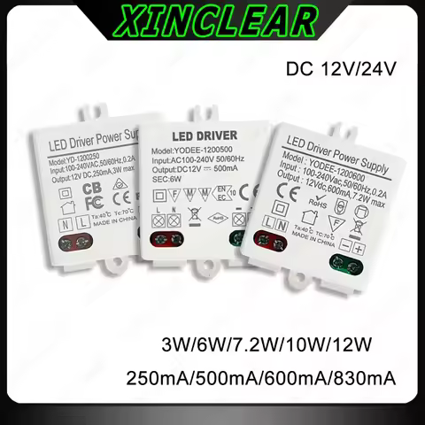 DC12V DC24V Constant Voltage Switching Power Supply 3W 6W 10W 12W LED Lighting Transformer 250mA 500
