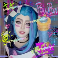 - JINN - Arcane Fractured JINX Cosplay Purple Hat Arcane JINX Fishbones Hoods Wig Set Carnival Party
