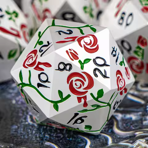 Vampire Rose Dnd Metal Dice Set D&D D20 Dungeon and Dragon Rolling Game Polyhedral D+D Dice Tabletop