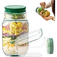Salad Jar, Durable Salad Jar with Side Opening and Leakproof Seasoning Layer, Portable Salad Jar Con