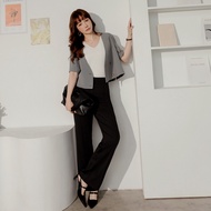 OB Elastic Wide-Waist Car Line Design Trousers < BA7767 >
