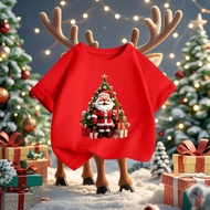rb6t1fu3ynThanyaggh Merry Christmas T-Shirt Children's Short Sleeve Cute Red F239