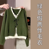BeautyMark | Bộ Đồ Sweater và Chân Váy Caro Xanh Lá Mùa Đông Phong Cách Hàn Quốc Elegent