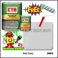 9093 ASH GREY ( 5 LITER ) 5L kth epoxy floor paint / expoxy floor paint ( FREE 7" ROLLER SET ) cat epoxy lantai / paint9