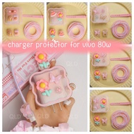 5 IN 1 VIVO 80W Charger Protector VIVO V27e Cute 3D Butterfly And Tulips Flower Pattern Charging Cab