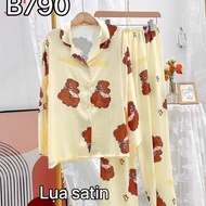High quality satin silk long sleeve pants set B790