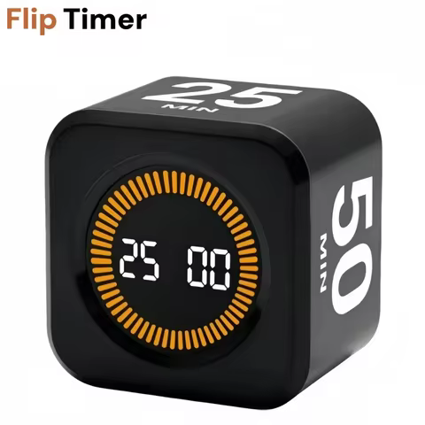 Pomodoro Timer -for Kitchen/Study/Shower Timer,Silent Flip Digital Visual egg Timer, 5/10/25/50min C