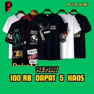 Kaos Distro - Baju Kaos Oversize 100 ribu isi 5 pcs Pria Wanita Terbaru Termurah Terlaris - Kaos Pri