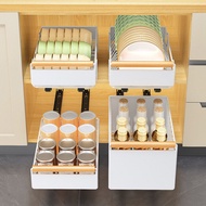 Noiseless Kitchen Drawer Organizer Kitchen Utensil Organizer Capacity Dish Storage Rack with Sliding Drawer and Drainage Plate Heavy Duty Organizer for Kitchen Cabinets