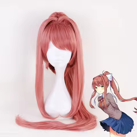 High Quality Doki Doki Literature Club Monika Wigs DDLC 95cm Long Heat Resistant Synthetic Hair Peru