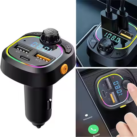 Car Bluetooth MP3 Player&FM Transmitter Bluetooth 5.0 Dual USB/USB-C Fast Charge 5V/2.4A 12V-24V For