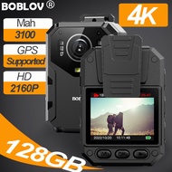 BOBLOV B4K1 4K Body Mini Sportes Action Camera with GPS 128GB HD  2196P 3100mAh Night Vision 140° Angle DVR Video Audio Recorder BodyCam Handle Camcorder Digital Wearable Police Camera Motorcycle Dash Cam for Photography Vlogging