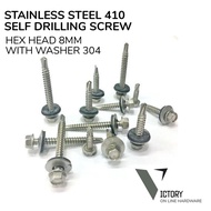 STAINLESS STEEL 410 SELF DRILLING SCREW HEX HEAD 8MM