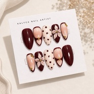 Mahogany 3D Flower Nails | Press on nails | False nails | Fake Nails