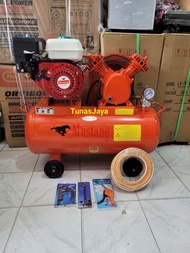 Kompresor Angin MUSTANG 1/2HP+Mesin Bensin HONDA GP160 Komplit Tambal Ban