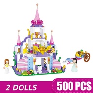 Small Particle Assembled Building Blocks Qimengjieni Princess Castle Disney Carriage Girl Boy Children's Birthday Gift DIY Educational Toy Compatible With LEGO