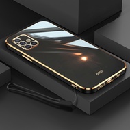 YBD Original สำหรับ Samsung Galaxy A31 A51 A71 4G คู่รูปแบบชุบซิลิโคนโทรศัพท์ฟรี Lanyard