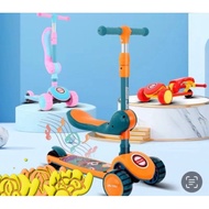 Foldable 2 in 1 scooter 3 wheel with music and light Scooter for Kids,Height Adujustable Scooter wit