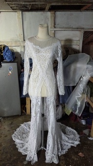KEBAYA KUTUBARU AKAD MOTIF CHANTILY EKOR LEBAR
