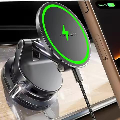 LISEN QI2 25W Suction Cup Phone Mount，[Pro with Charge Function]15WCar Mount Charger for 17 iPhone 1