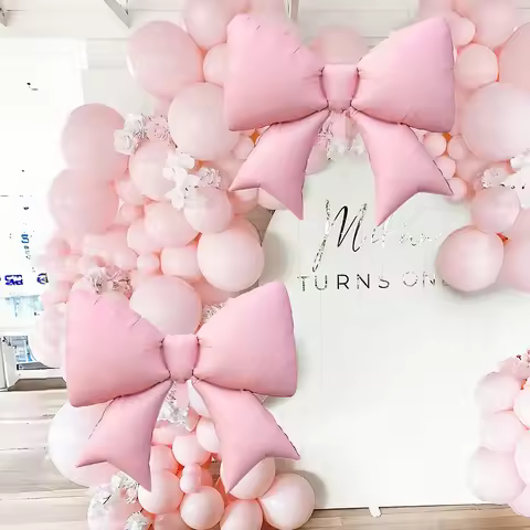 2/3 large decorative balloons with pink bows, suitable for wedding decoration, birthdays, and pink t