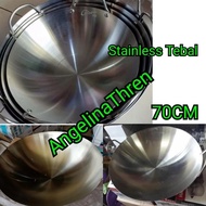 WAJAN PENGGORENGAN KERANG JUMBO 70CM STAINLESS - KUALI STAINLESS JUMBO - KUALI JUMBO MASAK BESAR STA