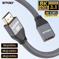 STOD HDMI Extension Cable Male to Female Port Adapter Hdmi to HDMI Extender 8K 60Hz 4K 120Hz 2K 144Hz HDMI 2.1 Extension Cord Converter for TV Monitor PC Laptop Projector 48Gbps Audio Earc HDCP Video Display Extend 0.5m 1m 2m Grey