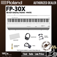 Roland FP-30X 88 Key Digital Piano Portable Package Electric Weighted Keyboard - White (FP30X FP30 X