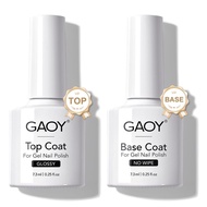 GAOY Gel Top Coat and Base Coat Set, 2 Pcs 7.3ml Glassy Top Coat and No Wipe Foundation Combination 