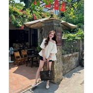 (New) Super pretty women's silk chiffon blouse with squash shape that can be worn in 2 ways”BONA” - 