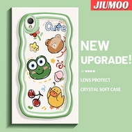 JIUMOO ปลอกสำหรับ OPPO A37 A37F NEO 9 เคสกรณีการ์ตูนสีสันสดใสน่ารักขอบคลื่นครีมเคสมือถือกันกระแทกแบบใสนิ่มโปร่งใสลายกล้องถ่ายรูปที่เรียบง่ายปลอกป้องกันอ่อนโยน