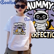 Halloween Gift Black Cat Printed TShirts for Boys Funny Cute Kid's Short Sleeve Casual Loose TShirts