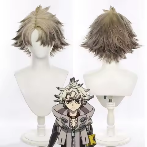 Anime GACHI AKUTA Rudo Cosplay Wig Men Gradient Yellow Flax Short Hair Heat Resistant Synthetic Wigs