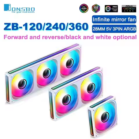 JONSBO ZB-120/240/360 Case Fan 12CM ARGB Desktop Computer Cooling Fan Conjoined Structure Cold Exhau