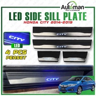 Honda City 2014 - 2019 LED Door Side Sill Step Plates Blue Exterior Accessories Footstep