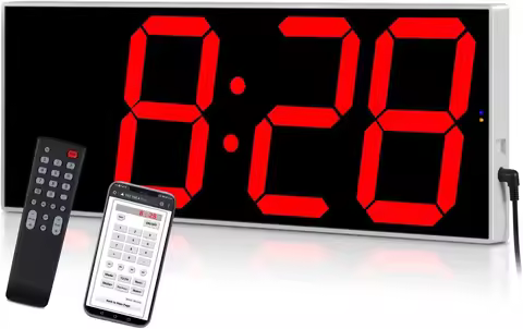 Large Smart Digital LED WiFi Wall Clock with 6" Single Digit, Countdown, DST, Multifunction WiFi Sma
