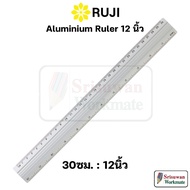RUJI AU-30CM 12-Inch Aluminum Ruler Strong Clear Scale Feet