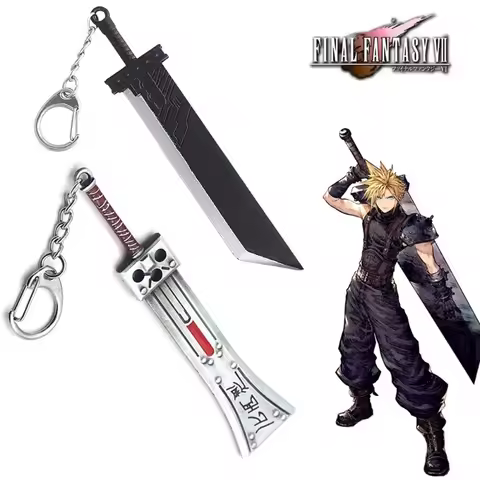 Final Fantasy 7 VII Remake Sword Keychain Cloud Strife Buster Key Chain Keyring Keychains Game Acces