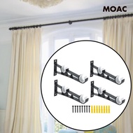 [ 4pcs Double Curtain Rod Brackets, Curtain Rod Holders, Hanging Brackets, Black Heavy Duty Curtain 