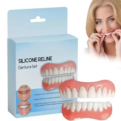 Instant Smile Teeth Veneers 2 Pcs Upper & Lower Snap On Veneers Temporary Cosmetic Teeth for Missing