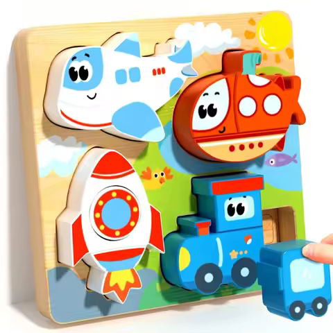 4-in-1 Wooden Educational Toys 3D Cartoon Animals Jigsaw Puzzle Cognitive Early Learning Toys for Ki
