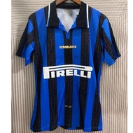 96-97 G M Home Blue and Black Retro Soccer Jersey S-XXL Short Sleeve High-Quality Sports Jersey