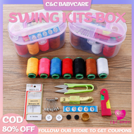 C&amp;C BABY Sewing Box Kit Set Sewing Kit Box Set Sewing Box Travel Sewing Kits Box Home Tools Sewing Equipment Set Complete Needle Thread Travel Thread Needle Scissor Pardible Households Sewing Tools 10pc SET