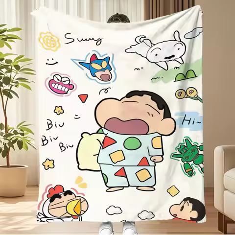 Crayon Shinchan Pajama Flannel Blanket Cute Cartoon Shiro Dog Soft Throw Blanket For Kids