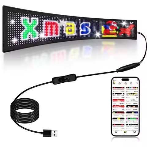 Scrolling LED Sign Programmable LED Sign Bluetooth APP Control Bright Scrolling Text Animations Car 