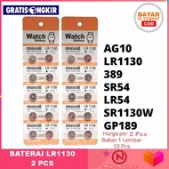 [2 pcs] Baterai Batre Kancing Battery Jam Tangan Maxell AG10 LR1130 LR 1130 SR54 LR54 GP189 Tutup Pe