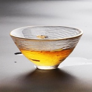 YHJ Glass Small Kung Fu Tea Cup Japanese Style Drinking Cup Owner Cup Hammer Pattern Tea Bowl Person