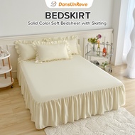 Solid Color Bed Skirt Soft Skin-friendly Bed Sheet with Skirting Ins Style Korean Lace White Ruffles