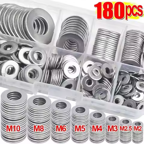 304 Stainless Steel Washers Metal O Ring Fasteners Gasket Set Assortment Kits M2 M2.5 M3 M4 M5 M6 M8